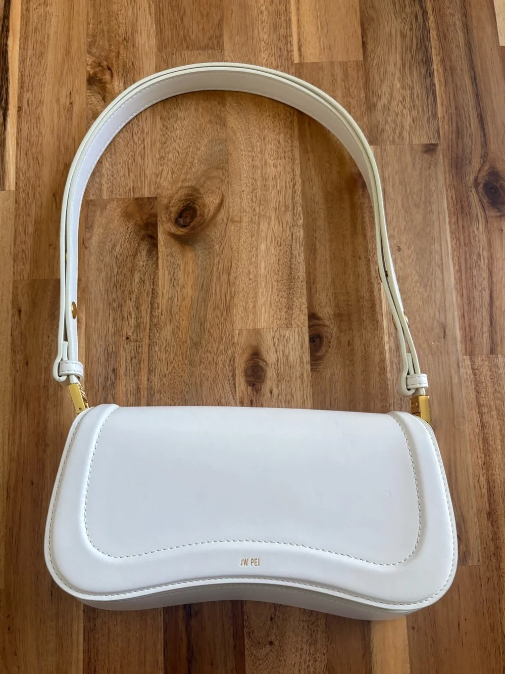 JW PEI White Shoulder Bag with Gold-Tone Hardware